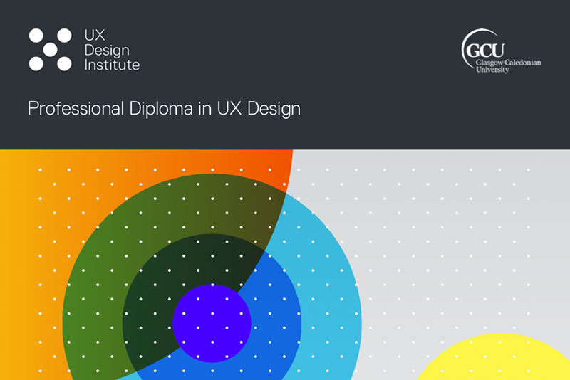 Logos for The UX Design Institute and Glasgow Caledonian University